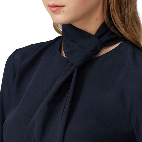 Tibi Navy Neck Tie Retro 100% Silk Shift Dress - Picture 3 of 8